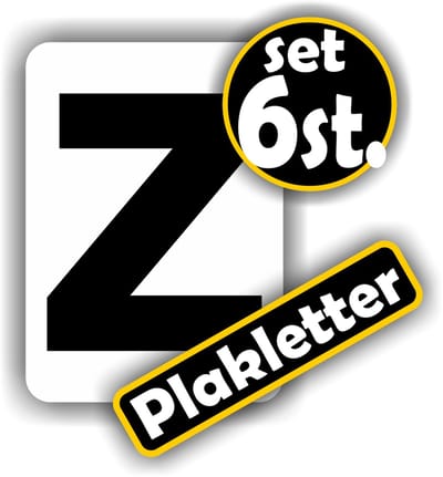Jerma - Plakletters - Z - Sticker - 6 st - Vinyl - 5 x 7 cm - Zwart - Weerbestendig - Zelfklevend