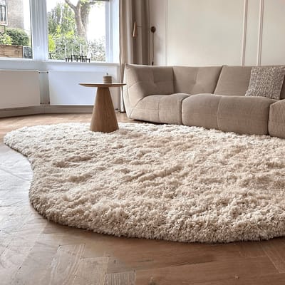 Organisch Hoogpolig Vloerkleed Pilo Ivoor Wit Polyester Interieur05 - 200 x 290 cm - (L)