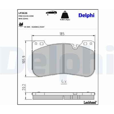 Remblokset DELPHI LP3626, voor
