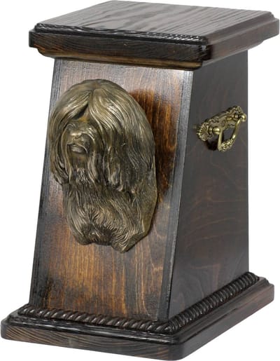 Elegante urn hond voor hondenas met beeld van Tibetaanse Terrier en Apso