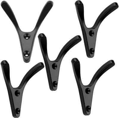 SOTECH 5 stuks Dubbele haken VOLT zwart mat 77 x 68 x 30 mm jashaken uit de BlackLine collectie