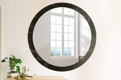 Coloray Bedrukte Spiegel - Marmeren steen Wandspiegel Decoratieve Print - 100 cm - Zwart Bedrukte Spiegel - Wandspiegel Decoratieve Print - Bedrukte Spiegel - Spiegel Met Bedrukte Lijst