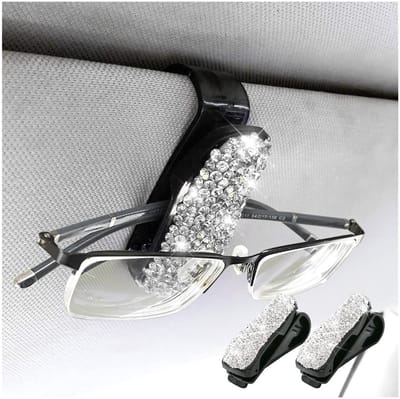 Dailygoods- Brilhouder voor auto - 2 stuks - Strass/ABS - Autohouder voor brillen - Zonneklephouder - Betrouwbare kwaliteit - Robuust en duurzaam - Autobrillenhouder