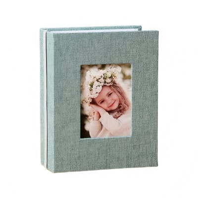 Met linnen bekleed fotoalbum — 16,5 x 13 x 5 cm — Geschikt voor foto's tot 6 inch — Biedt plaats aan 100 foto's — Opbergalbum — Multifunctioneel bewaoralbum — Ideaal voor het verzamelen van postzegels, bioscoopkaartjes, reistickets en meer