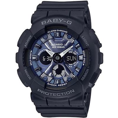 Casio Baby-G Licorne Trois Aiguilles Trois Compteurs Double Affichage Étanche Mouvement Quartz Bracelet Résine Montre Montres Femme Bleu BA-130-1A2 Random Watch Box,Blue Dial Black Strap
