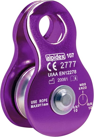 Mobiele Touwkatrol - Lichtgewicht Pulley - Klimmen Redden Takels - Draaibare Zijsecties - Tot 11 mm Touw - Paars
