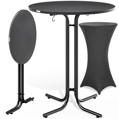 Statafel Grijs 110x70cm + statafelhoes Grijs Ø70cm