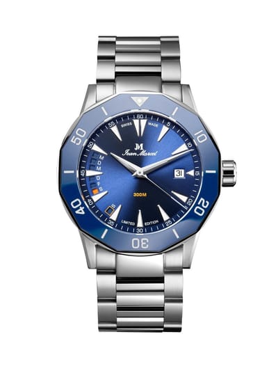 Jean Marcel Tropical Diver - horloge - blauw - stalen band - 42 mm