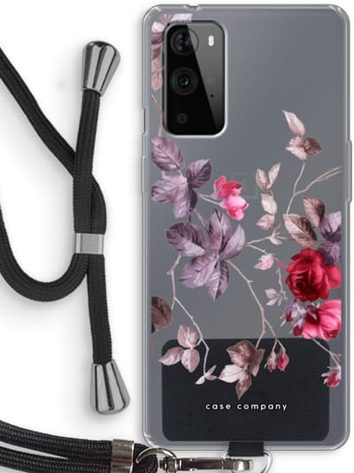 Case Company® - Hoesje met koord geschikt voor OnePlus 9 Pro hoesje met Koord - Mooie bloemen - Telefoonhoesje met Zwart Koord - Bescherming aan alle Kanten en Over de Schermrand