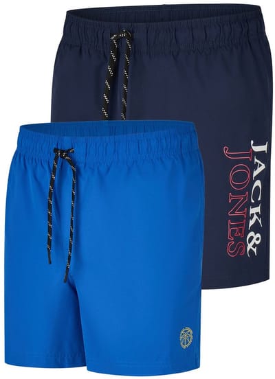 Jack & Jones Heren Short JPSTMAUI Swim Mix 2 Pack regular fit Blauw L Volwassenen Zwemshort / Zwembroek