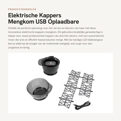Dailygoods - Elektrische Kappers Mengkom - USB Oplaadbare Mixer - LCD Tijdweergave - Haarcrème Mengkom - Kapsalon Gereedschap - DIY Haarkleur