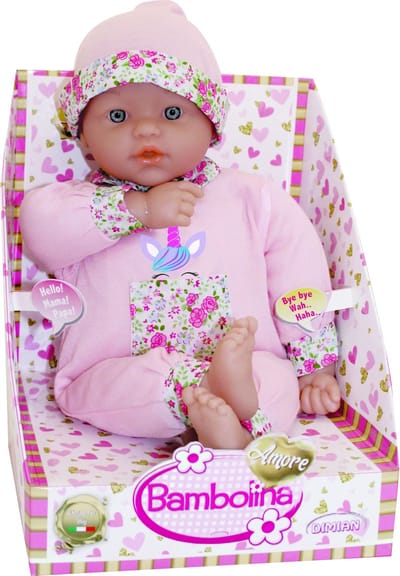 Pop zacht met babygeluidjes - Amore - 38 cm.