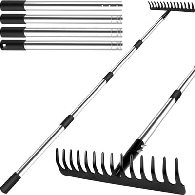 Hark met Handvat - Metaal Tuinhark - Bodem Losmaken - 14 Tanden - 20x20x3 cm