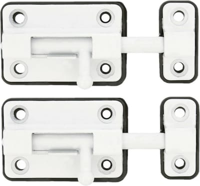 AMIG schuifslot/plaatgrendel - 2x - zamak - 3.5cm - wit - incl schroeven - deur - raam