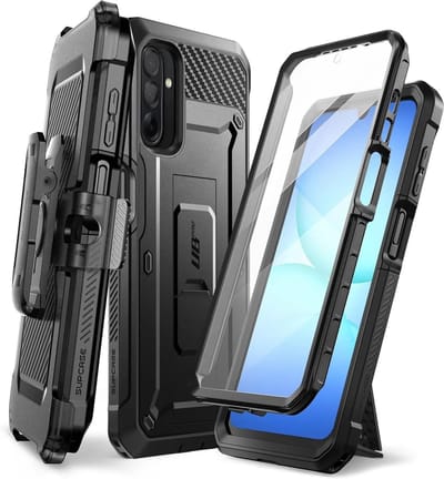 SUPCASE Hoesje Geschikt voor Samsung Galaxy A17 - Unicorn Beetle Pro Case met Ingebouwde Screenprotector - Beschermhoes met Holster en Kickstand Zwart