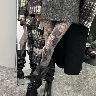 Collants Filet Floraux Élégants Pour Femmes Été Y2K Streetwear Creux Élastique Maillage Fin Collants One Size