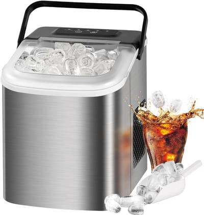 IJsmaker - IJsblokjes Machine - Snelle IJsproductie - Krachtige Compressor - 30 cm Hoog - Zilver