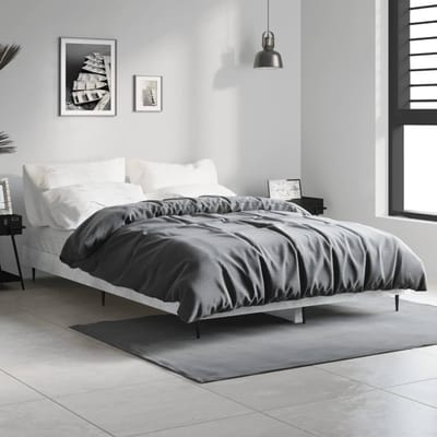 vidaXL - Bedframe - bewerkt - hout - betongrijs - 120x190 - cm
