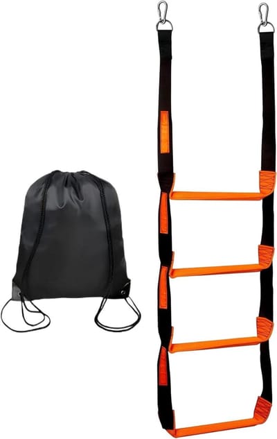 Boot Touwladder - Marine Ladder - Veilig Instappen - Gereedschapsloze Installatie - 4 Stappen - Oranje