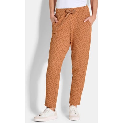 Vrijetijdsbroek met glansdetails - oranje / gedess. - Gr. 48 van Goldner Fashion