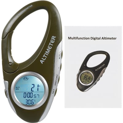 Multifunctionele barometer, hoogtemeter, thermometer met achtergrondverlichting, digitale hoogtemeter legergroene kleur