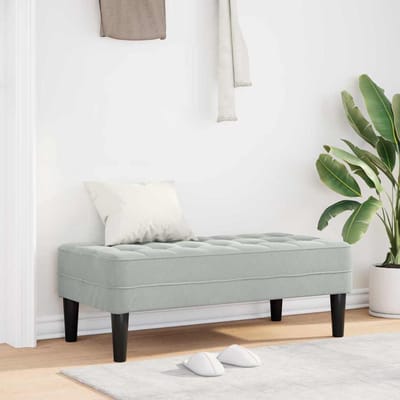 vidaXL - Bank - met - kussen - Lichtgrijs - 113 - x - 57 - x - 39 - cm - Fluweel