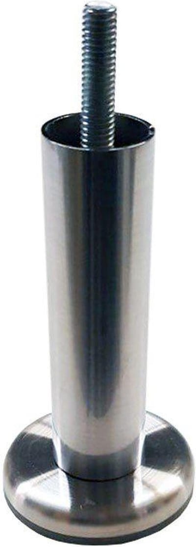 Stalen meubelpoot rvs look rond ø 2,5 cm en hoogte 10 cm (M8) - Set van 4 stuks