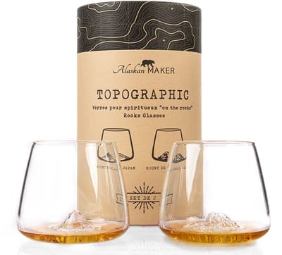 Alaskan Maker Topographic whisky glas 35cl set van 2 glazen-Mount Fuji-Mount Denali