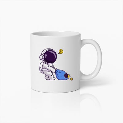 Schattige Astronaut die Sterren Veegt Mok – Uniek Cadeau voor Ruimte Liefhebbers en Koffie- & Theedrinkers