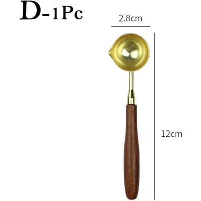 Nieuwe Afsluitwaslepel Anti-heet Houten Handvat Retro Wasstempel Lepels Vuurverf Smelten Brandstempel Enveloppen Kaart Metalen Gereedschap brown