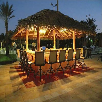 Kunstmatige rieten dak - Gesimuleerd stro - Tiki bar decoratie - Handgeweven palmblad - 05 x 6 m - Bruin