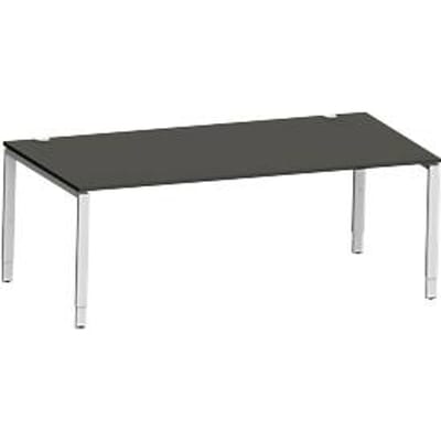 Schäfer Shop Genius bureau Modena Flex, rechthoekig, 4-poots buis, B 2000 x D 1000 x H 650-850 mm, grafiet/wit aluminium