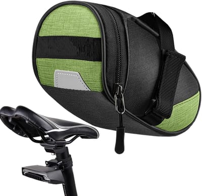 Fietstas Organizer - Zadeltas Pouch - Fietsen Onderweg - Waterdicht Ritsontwerp - 0.6L Capaciteit - Zwart Groen