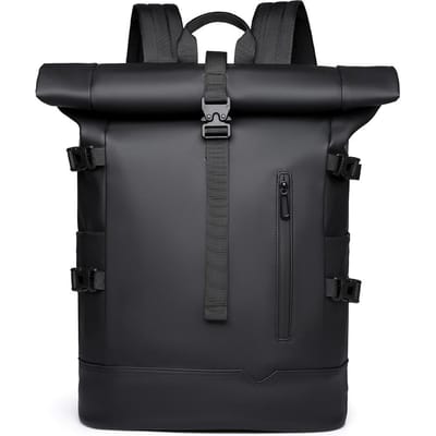 Trendy opgerolde rugzak voor heren, grote capaciteit, high-end gevoel, rugzak voor zakenreizen, casual reisrugzak