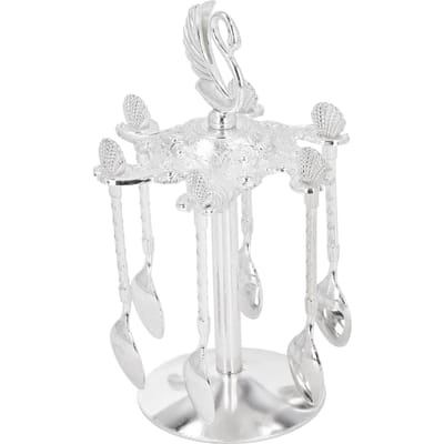 Koffielepelhouder Elegante Zwaan Zilverkleurig Zinklegering Draaibare Koffielepels Houder voor Feest Cafe Kantoor white