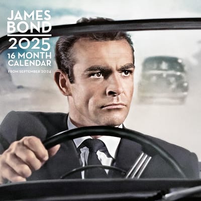 Dailygoods- Wandkalender 2026 - James Bond - 30x30 cm - Opvouwbaar - Iconische beelden - Impressieve momenten