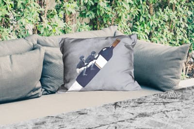 Buitenkussens - Tuin - Fles - Mannen - Vintage - 50x30 cm