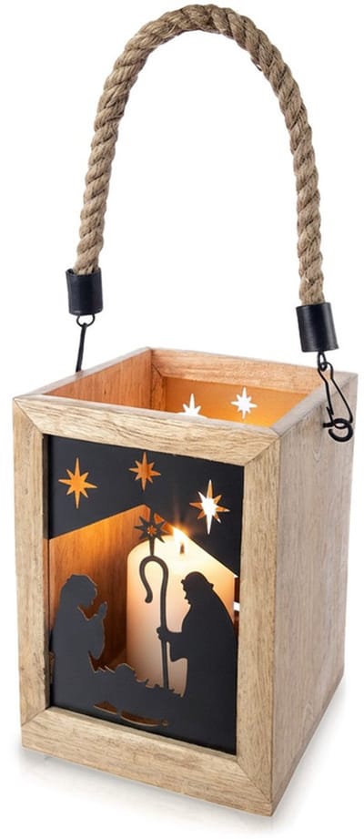 Kaars Lantaarn Kribbe MANGO 14x14x20 cm - Kaarsenhouder - Tuinlantaarn - Tuinverlichting