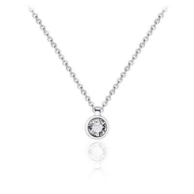 Jewels Inc. - Hanger incl. Ketting - Solitaire gezet met Zirkonia Steen in een Gladomzetting - 6mm- Lengte 42+5cm - Gerhodineerd Zilver 925