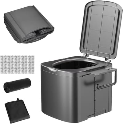 Draagbaar Reispotje - Opvouwbaar Toilet - Outdoor Noodgevallen - Compact Opvouwbaar - 355 cm Hoog - Zwart