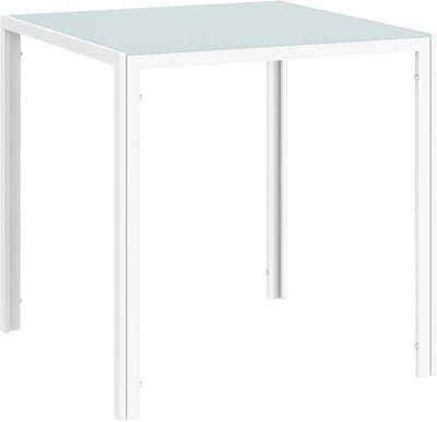 HOMCOM Eettafel vierkant met glazen blad - Keukentafel - Eethoek - Wit