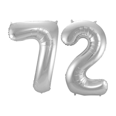 Folieballon 72 jaar - Zilver - 86 cm
