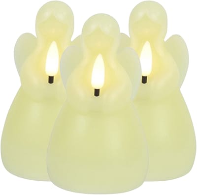 Countryfield LED kaars engel - 3x - creme wit - H14,5 cm - wax kaars op batterijen - kaarsen - kerst thema - kerstkaarsen