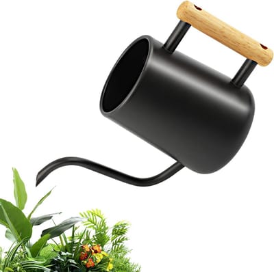 Moderne Gietkan 1L met Lange Uitloop en Houten Handvat voor Binnenplanten