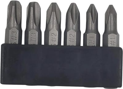 6 stuks 35 mm JIS-schroevendraaierbitset met magnetische punt, 1/4 zeskantschacht, S2 gelegeerd staal en opbergstrip met 6 sleuven - perfect voor Japanse motorfietsen, auto's, fietsen en apparatuur