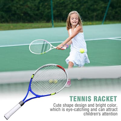 Duurzaam Besnaard Enkel Tennis Racket voor Kinderen Training Oefening( Blauw ) white