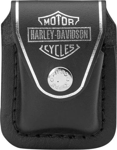 Zippo Harley Davidson Echt Lederen Pouch / Case / Hoes Zwart