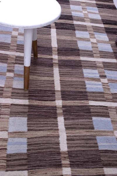 Bruin Tapijt Laagpolig Handgeweven Wollen Vloerkleed - Koho Afghan Modern Kelim 221x163 - 221x163cm- Modern - Woonkamer - Salon - Slaapkamer - Eetkamer