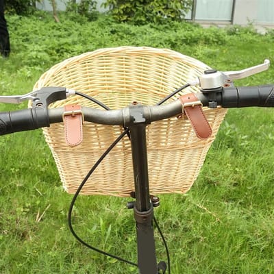 Fietsmand Handgeweven - Rieten Mand - Fietsen Boodschappen - Waterdicht Schimmelbestendig - 35cm Breed - Bruin