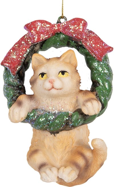 Clayre & Eef Kersthanger Kat 6x5x9 cm Bruin Kunststof
